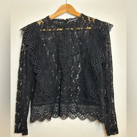 Black lace long-sleeve blouse. Size Large. Never worn. - Picture 1 of 3